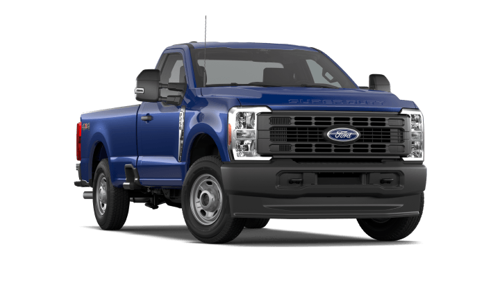 2026 Ford Super Duty XL in Argon Blue Metallic, front three-quarter passenger side studio view.
